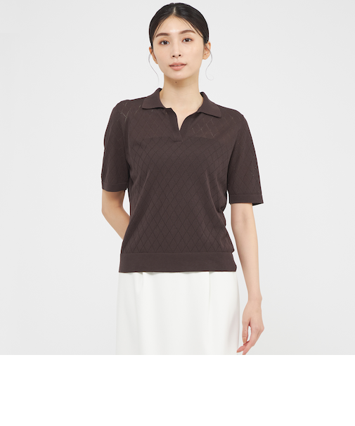 【ウォッシャブル】メッシュアーガイル　プルオーバー