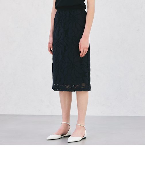 【ウォッシャブル】フラワーコードレース　スカート