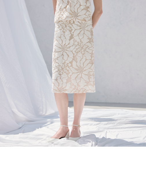 【ウォッシャブル】フラワーコードレース　スカート