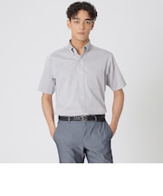 【形態安定/高通気/クールビズ】シャンブレーメッシュ半袖ボタンダウンシャツ