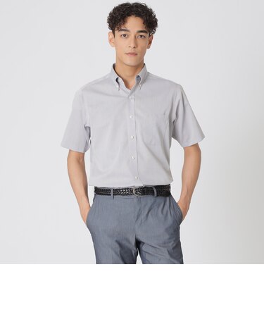 【形態安定/高通気/クールビズ】シャンブレーメッシュ半袖ボタンダウンシャツ