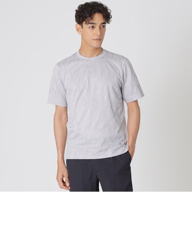 リーフ柄ジャカードTシャツ（半袖）