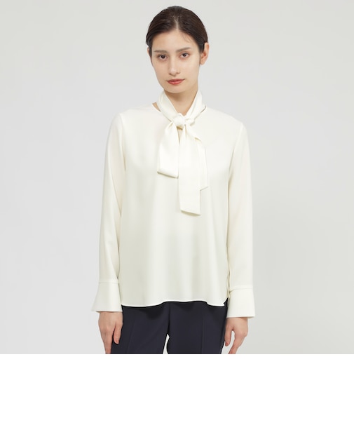 【Nikkei magazine掲載】【ウォッシャブル】ヴィーナスバックサテン　ブラウス