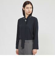 【Nikkei magazine掲載】【ウォッシャブル】ヴィーナスバックサテン　ブラウス