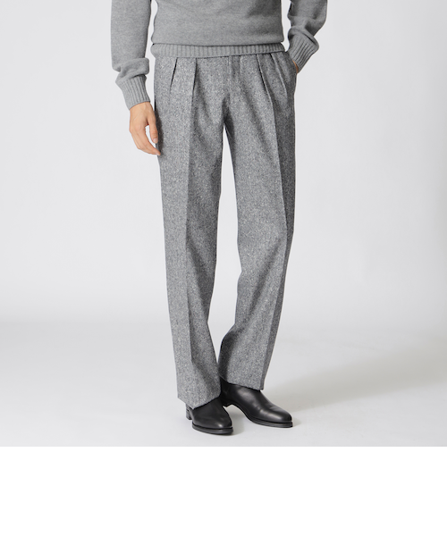 数量限定】「COLLECTION LINE」ネップツイード 2インプリーツパンツ