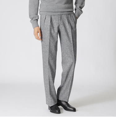 【数量限定】「COLLECTION LINE」ネップツイード　2インプリーツパンツ