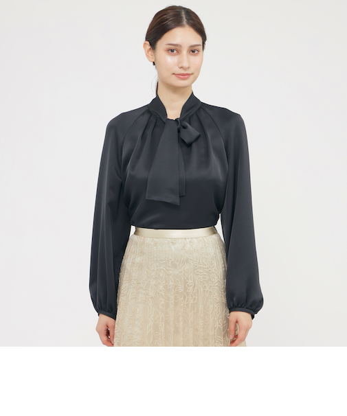 【ウォッシャブル/防しわ性】エレガントダブルサテン　ブラウス