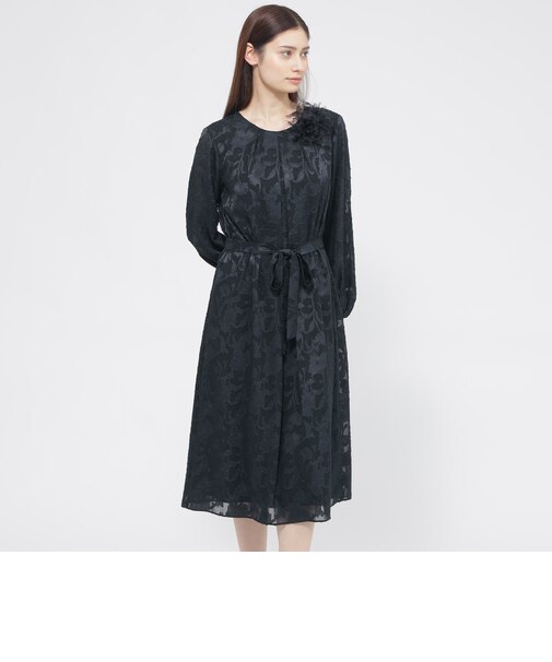 【ウォッシャブル】シフォンカットジャカード　ワンピース