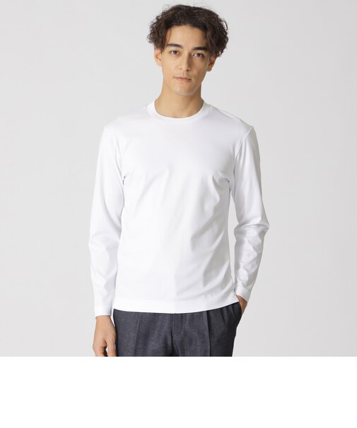 【ジャケット合わせに最適】長袖ドレスクルーネックTシャツ