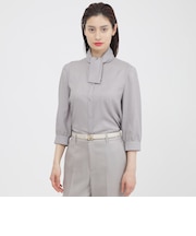 【WEB・一部店舗限定/ウォッシャブル】スクエアドットプリント　ブラウス