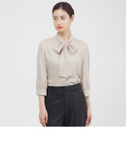 【WEB・一部店舗限定/ウォッシャブル】スクエアドットプリント　ブラウス