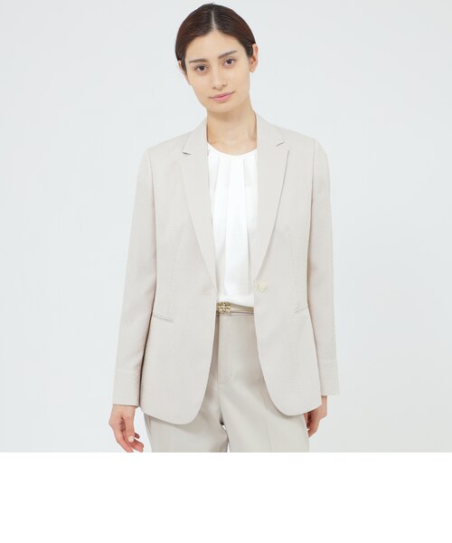 美品【ウォッシャブル/防シワ性】ウーステッドクリアツイル パンツスーツ　ベージュ WEB・一部店舗限定】【ウォッシャブル/UV対策/防しわ性】フロータブル