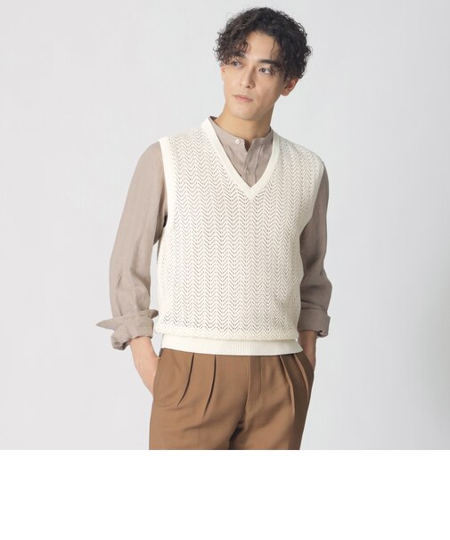 【COLLECTION LINE】アイレットヘリンボーン/Vネックベスト