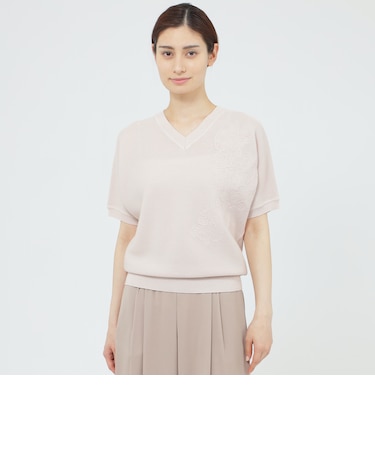 【WEB・一部店舗限定/ウォッシャブル】フラワーエンブロイダリー　プルオーバー