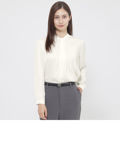 【WEB・一部店舗限定】【ウォッシャブル/防しわ性】バックサテンジョーゼット　ブラウス