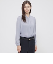 【WEB・一部店舗限定】【ウォッシャブル/防しわ性】バックサテンジョーゼット　ブラウス