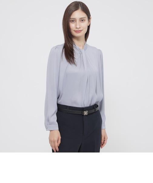 【WEB・一部店舗限定】【ウォッシャブル/防しわ性】バックサテンジョーゼット　ブラウス