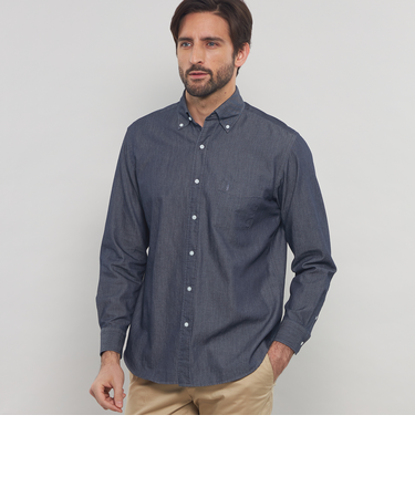 ノンツイストコットンデニムボタンダウンシャツ