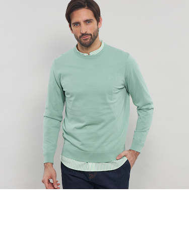 ハイツイストコットンクルーネックニット