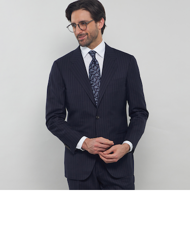 ウールシルク チョークストライプスーツ