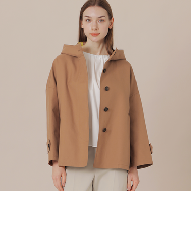 【婦人画報掲載】【ROSLEY/ロズリー】コットンチェックダブルクロスフーデットコート