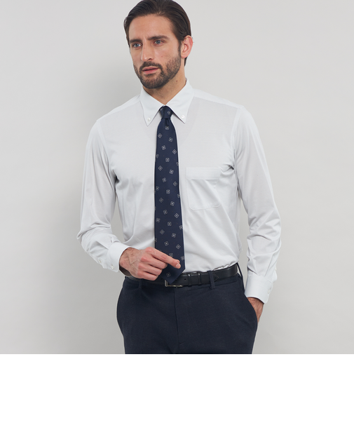 【FLEX JERSEY】鹿の子ジオメトリック小紋ジャージーシャツ