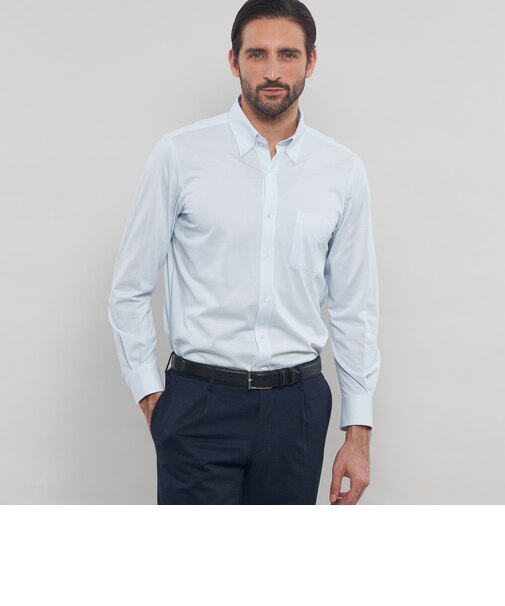 【FLEX JERSEY】鹿の子ジオメトリック小紋ジャージーシャツ