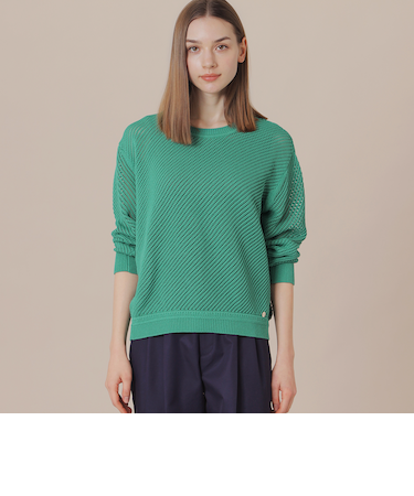 【L】ダイアゴナルメッシュニットプルオーバー