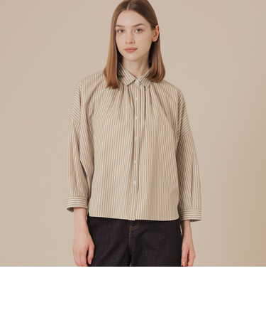 コットンストライプドルマンシャツ
