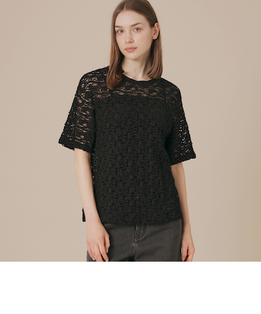 フラワーレースジャージープルオーバー