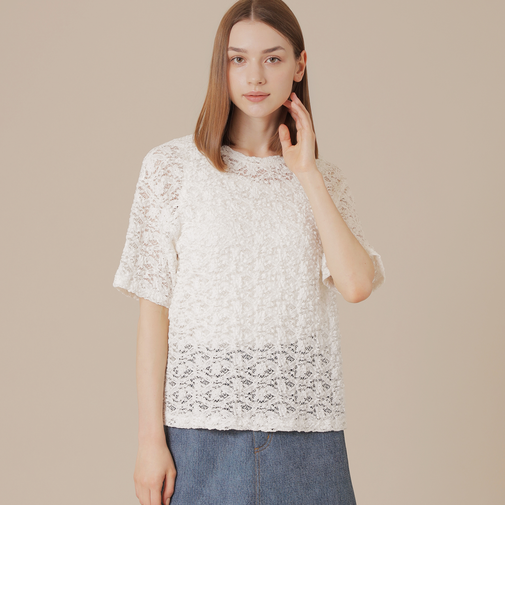 フラワーレースジャージープルオーバー