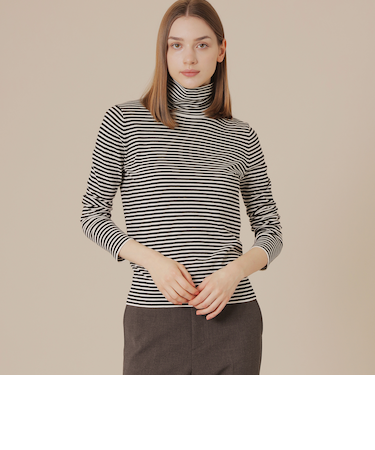 【L】【SUPER FINE LAB.】メルテッドサウラコットンタートルネックプルオーバー