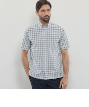 シアサッカーギンガム 半袖ボタンダウンシャツ