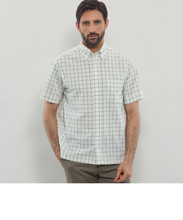 シアサッカーギンガム 半袖ボタンダウンシャツ