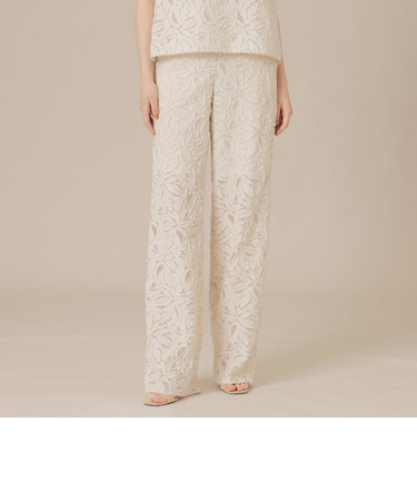 フラワーカットジャカードパンツ