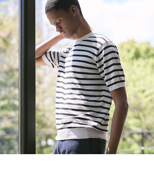【LEON掲載】リネンボーダーニットTシャツ