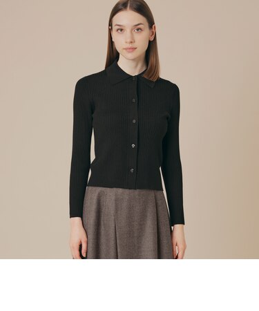 クリアーニット衿付きカーディガン