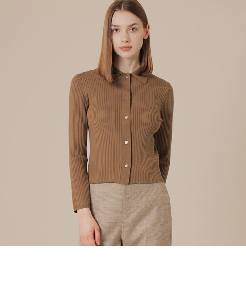 クリアーニット衿付きカーディガン