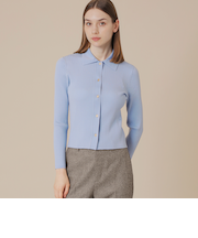 クリアーニット衿付きカーディガン