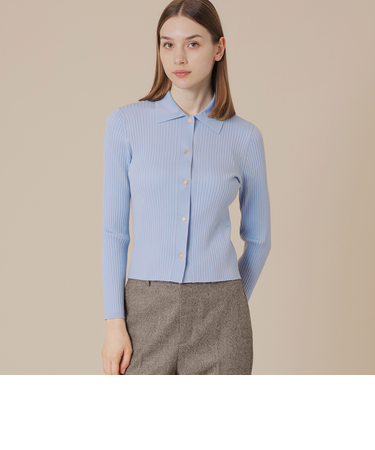 クリアーニット衿付きカーディガン