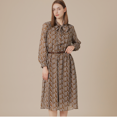 【BIBURY FLOWER】バイカラーバイブリークレープワンピース