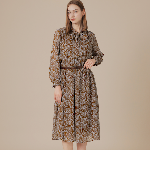 【BIBURY FLOWER】バイカラーバイブリークレープワンピース