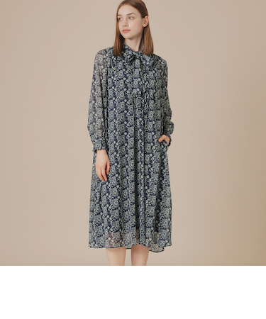 【BIBURY FLOWER】バイカラーバイブリークレープワンピース