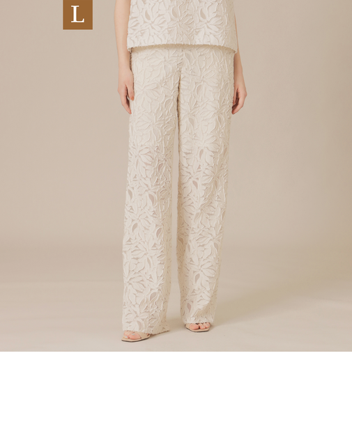 【L】フラワーカットジャカードパンツ