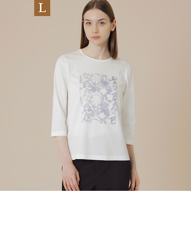 【L】【BIBURY FLOWER】シルエットバイブリープリントＴシャツ