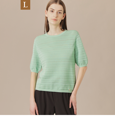 【L】【婦人画報掲載】バックパターンボーダーニットプルオーバー