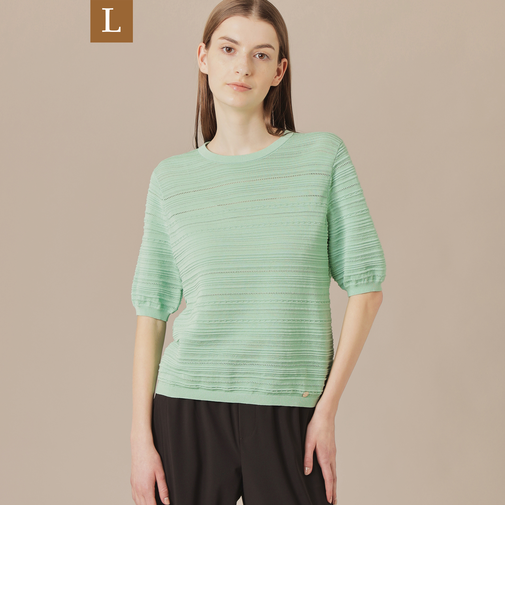 【L】【婦人画報掲載】バックパターンボーダーニットプルオーバー