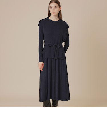 グラデーションリブホールガーメントワンピース