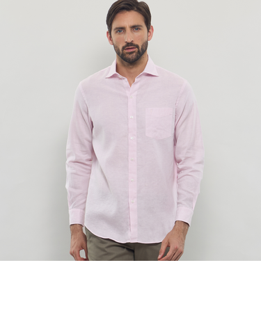 【LEON掲載】ストレッチリネンワイドカラーシャツ