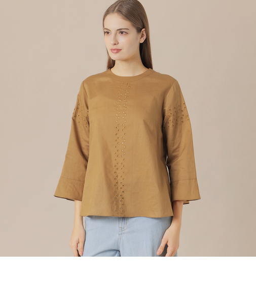 コットンラミーエンブロイダリーブラウス